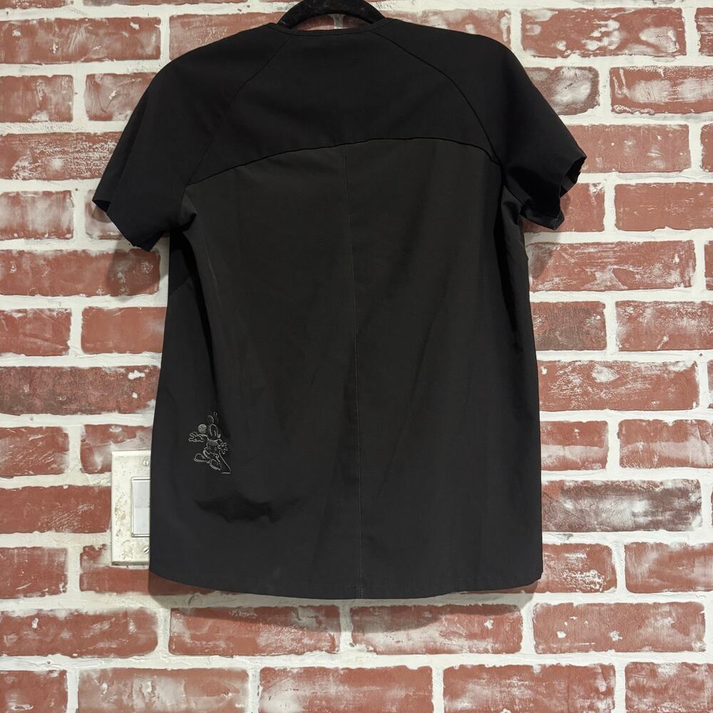 FIGS Disney Mickey Mouse Scrub Top Black V Neck Zip Pocket XXS W20SW1042 - Picture 2 of 9